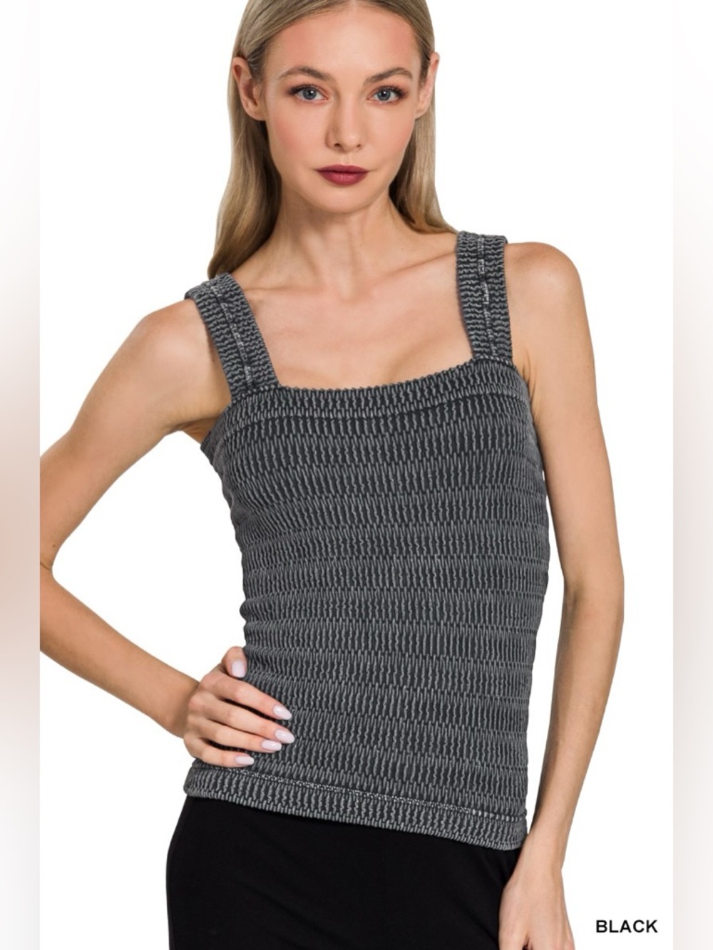 Zenana Seamless Winkle Stone Washed Tank Top🆕